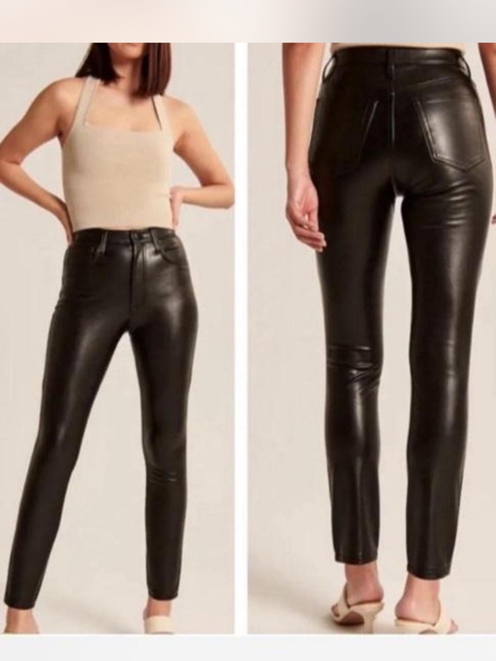 Abercrombie & Fitch High-Rise Faux Leather Pants - Black